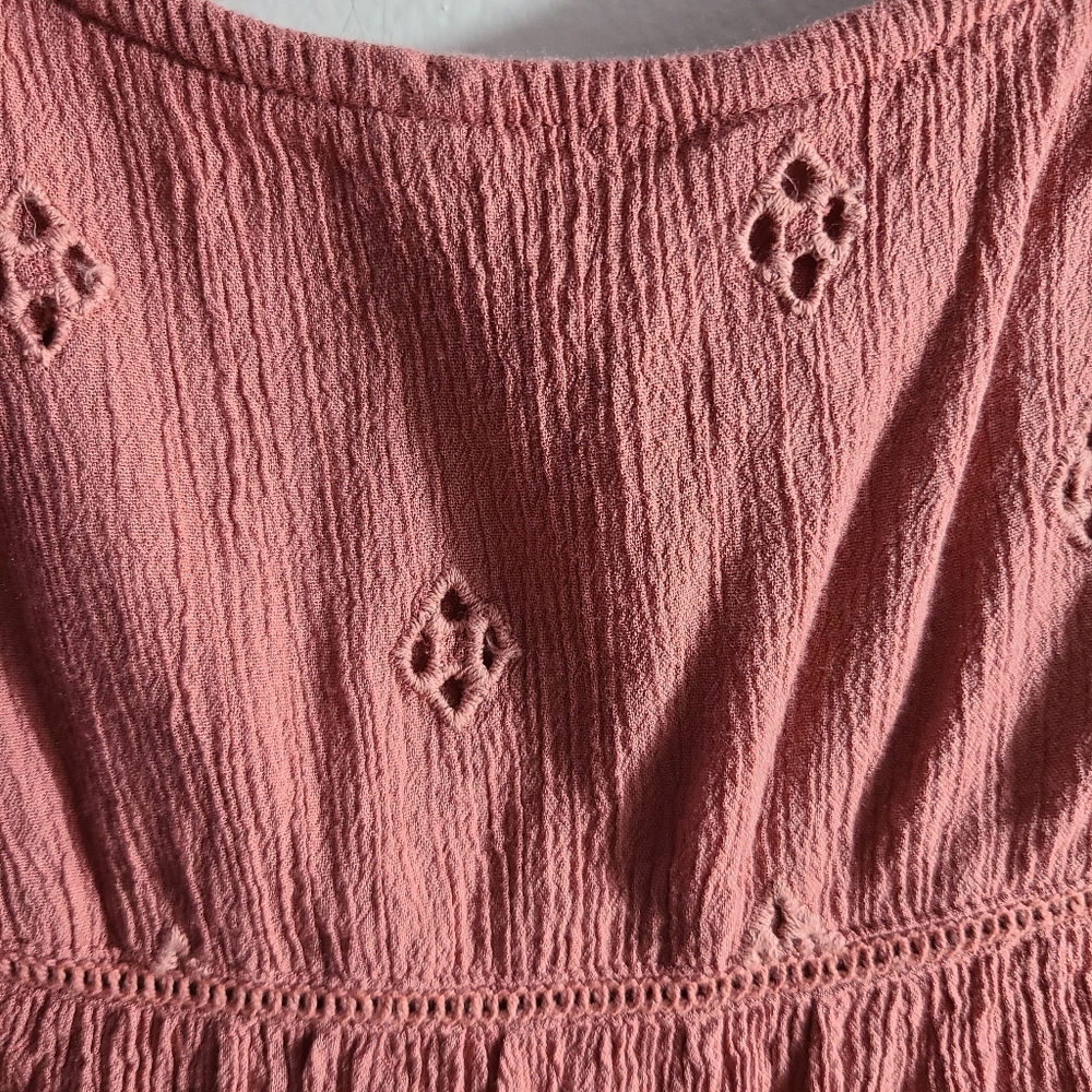 Denver Hayes Dusty Pink Eyelet Blouse Medium Boho Cottagecore Top - Picture 5 of 9